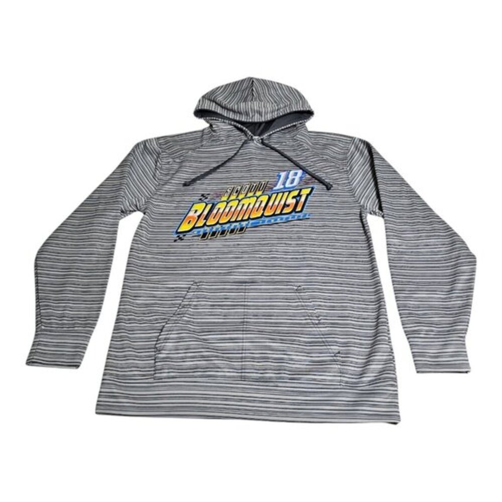Scott Bloomquist Hoodie Sweatshirt Sz M Badger Sport #18 Mooresburg‎ TN Striped